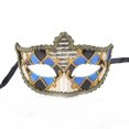 thumbnail image 1 of Máscara de disfraces con forma de arlequín veneciano, color dorado y azul, PVC, unisex, 1 of 2