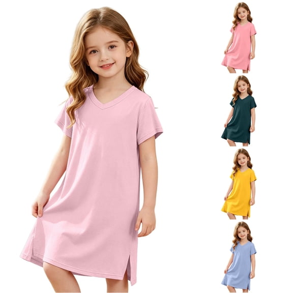 Gunia Toddler Girls Nightgowns Pjs For Girls Sleep Dress Soft For Kids Baby Family Matching Sleepwear Night Gowns Sleepwear Pink 4-5 Years