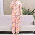 thumbnail image 4 of HaoXianJian Womens Pajamas Soft Crew Neck Sleepwear Short Sleeve Top with Pant Lightweight Cute Print Pajama s Women's Loungewear 1X-4X, 4 of 8