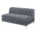 thumbnail image 7 of U-Shaped Sofa, U-Sectional Velvet Tufted Cushion Couch for Gorgeous Living Room, LAF & RAF Chaise Armless Loveseat, Modular Sectional Sofa with Velvet Fabric Modular, Grey, 7 of 7