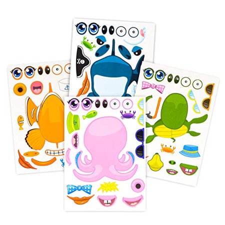24 Pack Make-A-Sea Sticker Sheets - Sea Life Stickers For Kids Crafts, Mermaid Parties & Fun Activities