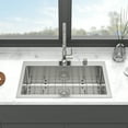 thumbnail image 3 of Izzovium 33x22 Inch 16 Gauge Stainless Steel Single Bowl Topmount Kitchen Sink, Brushed Nickel Finish with Soundproof Pad & Drain Assembly, 3 of 7