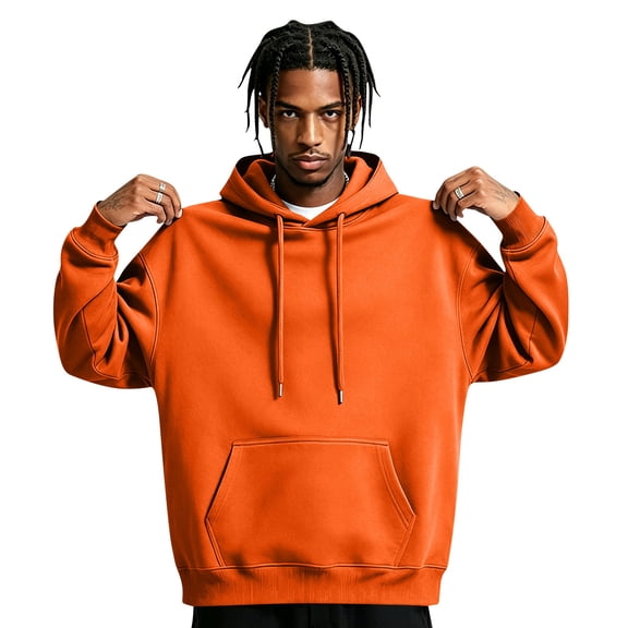 Men's Hoodie Oversized Solid Color Heavyweight Sweatshirt Casual Athletic Pullover with Pocket,M