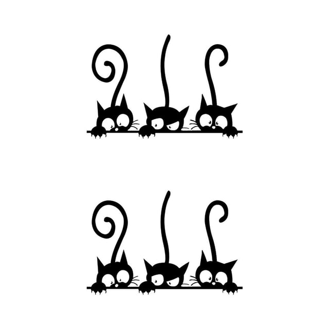 Pegatinas de pared Advancent gato Cartoon Negro 27*18cm 2Conjunto