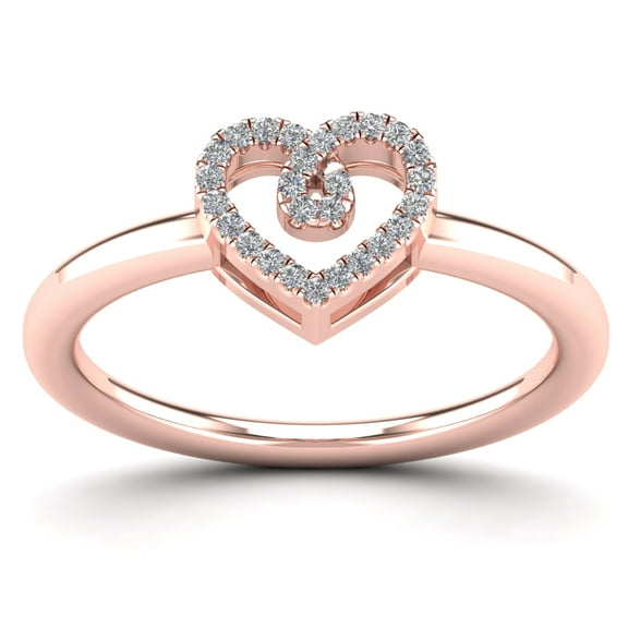 aaXia 10K Rose Gold 1/10ct TDW Diamond Loop Heart Ring