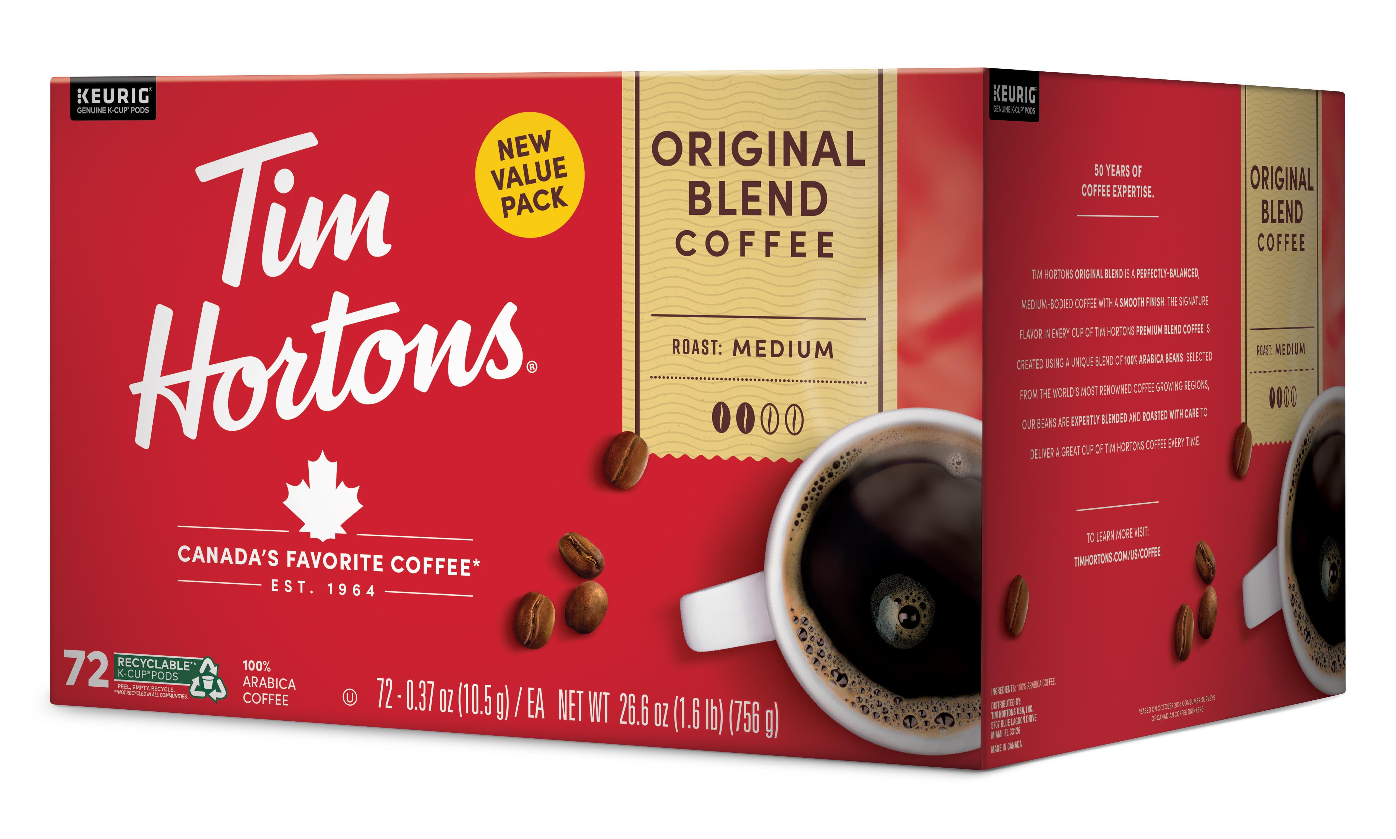  Tim Hortons Original Blend, Medium Roast Coffee, Single-Serve  K-Cup Pods Compatible with Keurig Brewers, 24 Count(Pack of 1) : Grocery &  Gourmet Food