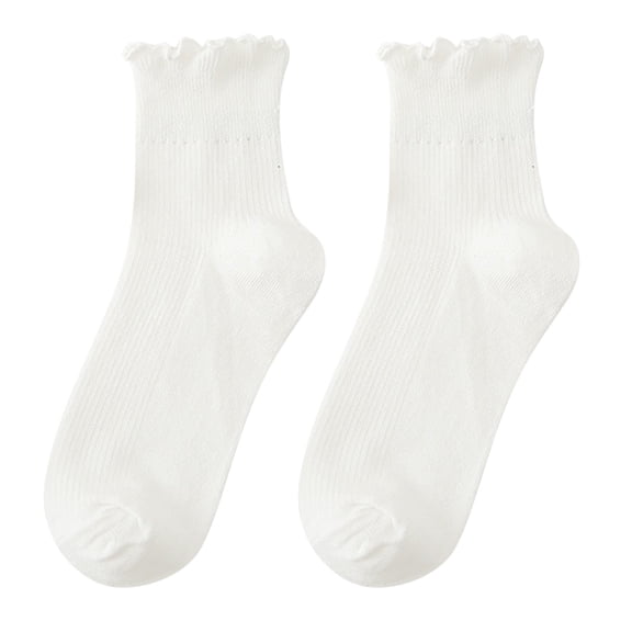 Fgnfyis Womens Socks with Ruffled Hem and Low Cut Lace Trim Ankle Socks for Women Socks for Women Fashionable Detail White