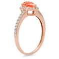 thumbnail image 2 of 0.755 ct Pear Cut Simulated Red Diamond with Simulated Diamond Halo Accents 18K Rose Gold Womens Engagement Ring, 2 of 4