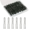 thumbnail image 1 of Horquillas para el cabello en forma de U, 130 horquillas para moño para mujer, con caja de almacenamiento, (2,4 pulgadas), (negro), 1 of 7