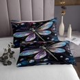 thumbnail image 3 of Erosebridal Wild Dragonfly Coverlet Set Queen, Abstract Purple Marble Bedding Set, Microfiber 3 Pieces, 3 of 5