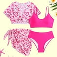 thumbnail image 2 of Fesfesfes Girl's Bathing Suits Children 4 Piece Love Print Swimsuit and Coverup Skirt Set Cute Print Boho Swimwear for 8-12 Years(Pink,9 Years), 2 of 9