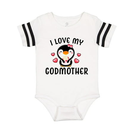 

Inktastic I Love My Godmother with Cute Penguin and Hearts Gift Baby Girl Bodysuit