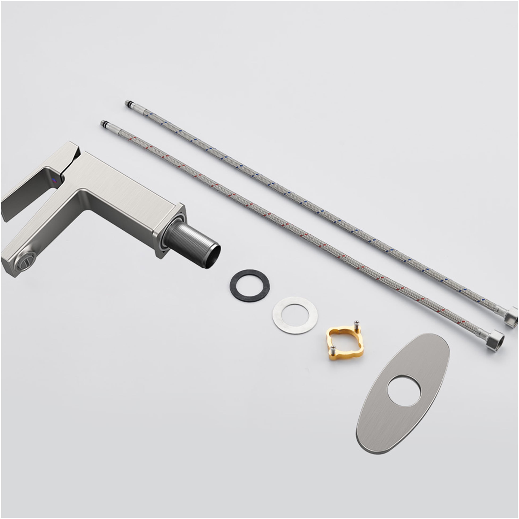 JERFIT Modern Single Handle Bathroom Sink Faucet, Brushed Nickel Vanity Faucet with Deck Plate for 1 or 3 Hole, Water Efficient, Easy Install
