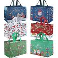 thumbnail image 1 of Christmas Tote Bags, 6 Pack Gift Bags with Handle Reusable Festive Grocery Shopping Bags for Christmas Party, 1 of 5