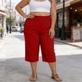 thumbnail image 4 of Diufon Womens Plus Size Capri Pants Summer Elastic High Waist Comfy Capris with Pockets Vacation Beach Trousers, 4 of 9