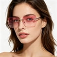 thumbnail image 3 of Rimless Rectangle Y2k Sunglasses for Women Men Cute Small Clear Frameless Tinted Lens 2000S Fashion Shades Butterfly, 3 of 5