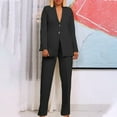 thumbnail image 2 of Dazajoo Women's 2 Piece Blazer Set Casual Loose Long Sleeve Blazer Jackets and Dressy Straight Leg Pant Suits with Pockets,Black,L, 2 of 7