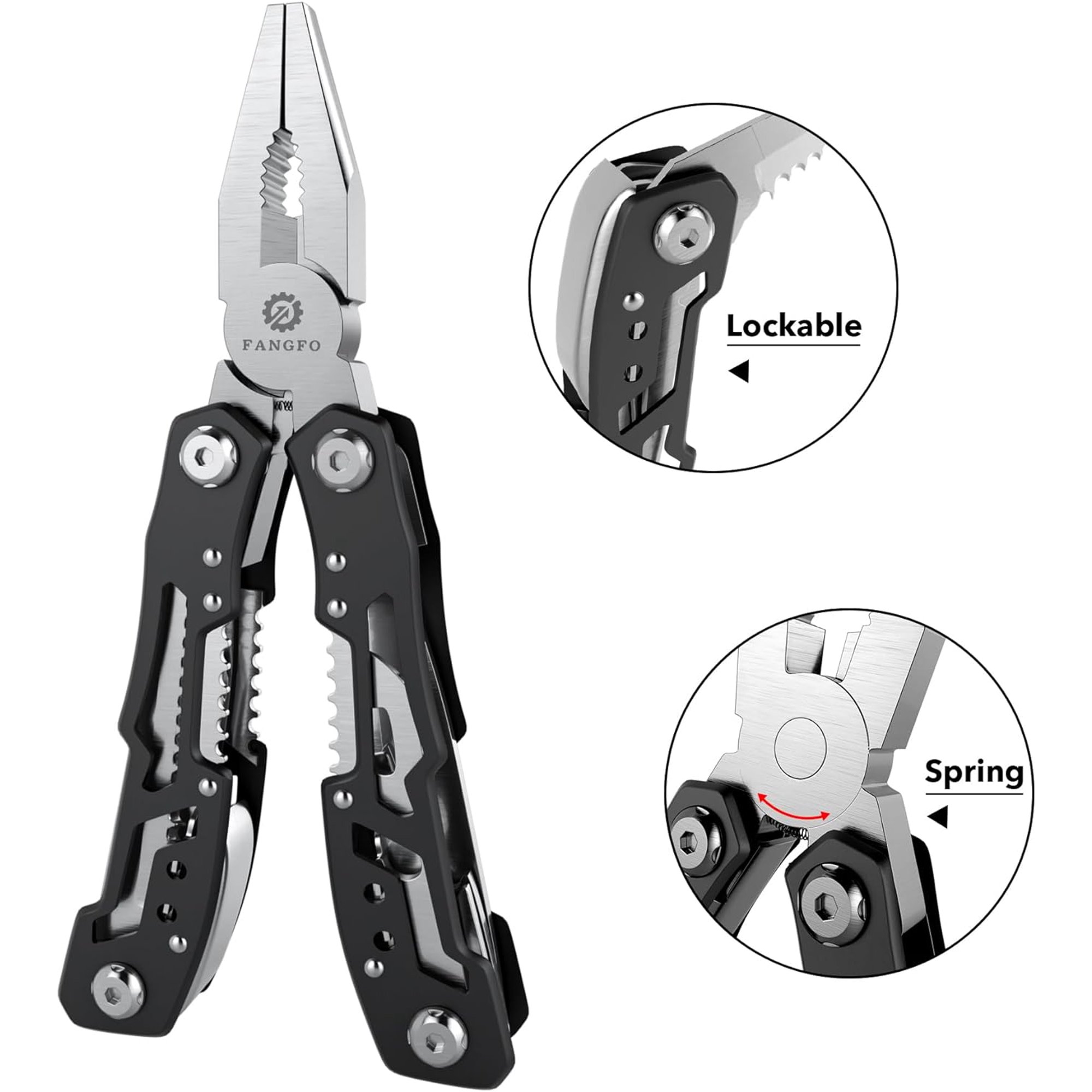 LABAKUI-14-In-1 Multitool with Safety Locking Professional Stainless Steel Multitool Pliers Pocket Knife Bottle Opener Screwdriver with Nylon Sheath Apply to Survival Camping Hunting and Hiking 1