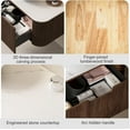thumbnail image 3 of 60" Floating Bathroom Vanity with Sink, Wall-Mount Cabinet with 2 Large Storage Drawer, 2 White Rectangular Ceramic Basins and Marble Top, Soft-Close Design, Dark Walnut, 3 of 7