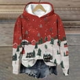 thumbnail image 2 of Cmfcve Women's Plus Size Fleece Merry Christmas Hoodies Red Retro Bohemian Pullover Top Round Neck Long Sleeve Hooded Sweatshirt, 2 of 4