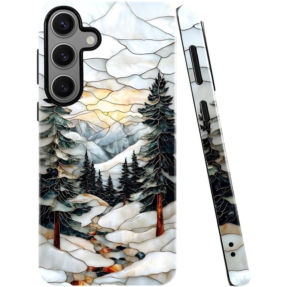 Case for Samsung Galaxy S23 FE, Winter Forest Snowy Mountain Landscape Phone Case Military-Grade Drop Protection Cover for Women Girl - Glossy