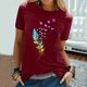 thumbnail image 2 of Gibobby Playera de Manga Corta con Cuello Redondo Mujeres Blouse Top Round Neck con estilo T camisas(Rojo,XL), 2 of 5