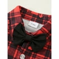 thumbnail image 5 of Baby Boy Clothes Outfit Formal Suits Newborn Plaid Romper Shirts Suspender Pants Hat 3-24 Month 4pcs, 5 of 9