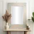 thumbnail image 3 of DecMode 48" x 36" Cream Handmade Mosaic Wall Mirror with Blue Corners, 3 of 15