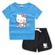thumbnail image 3 of Hello Kitty-Camiseta informal con cuello redondo y pantalones cortos para niños y niñas, conjunto de camisa de fondo absorbente de algodón puro, informal, 3 of 5
