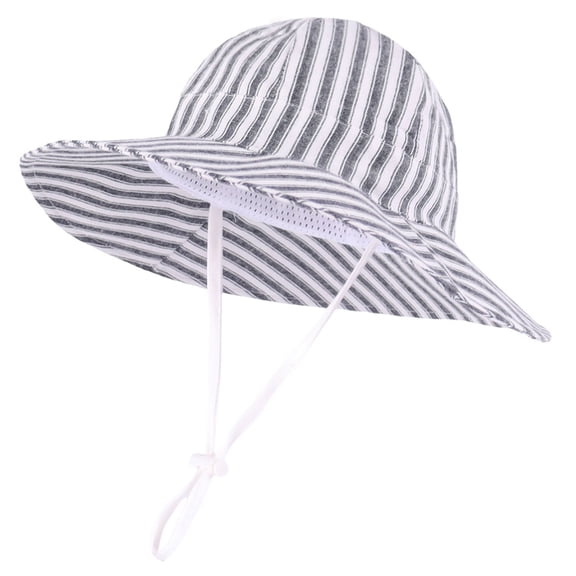 XUNKUSGA Baby Sun Hat Classic Wide Brim Beach Hat Summer UPF 50 Sun Protection Bucket Hat Cute Plaid Print Toddler Hat with Adjustable Chin Strap,Black,2-4Y
