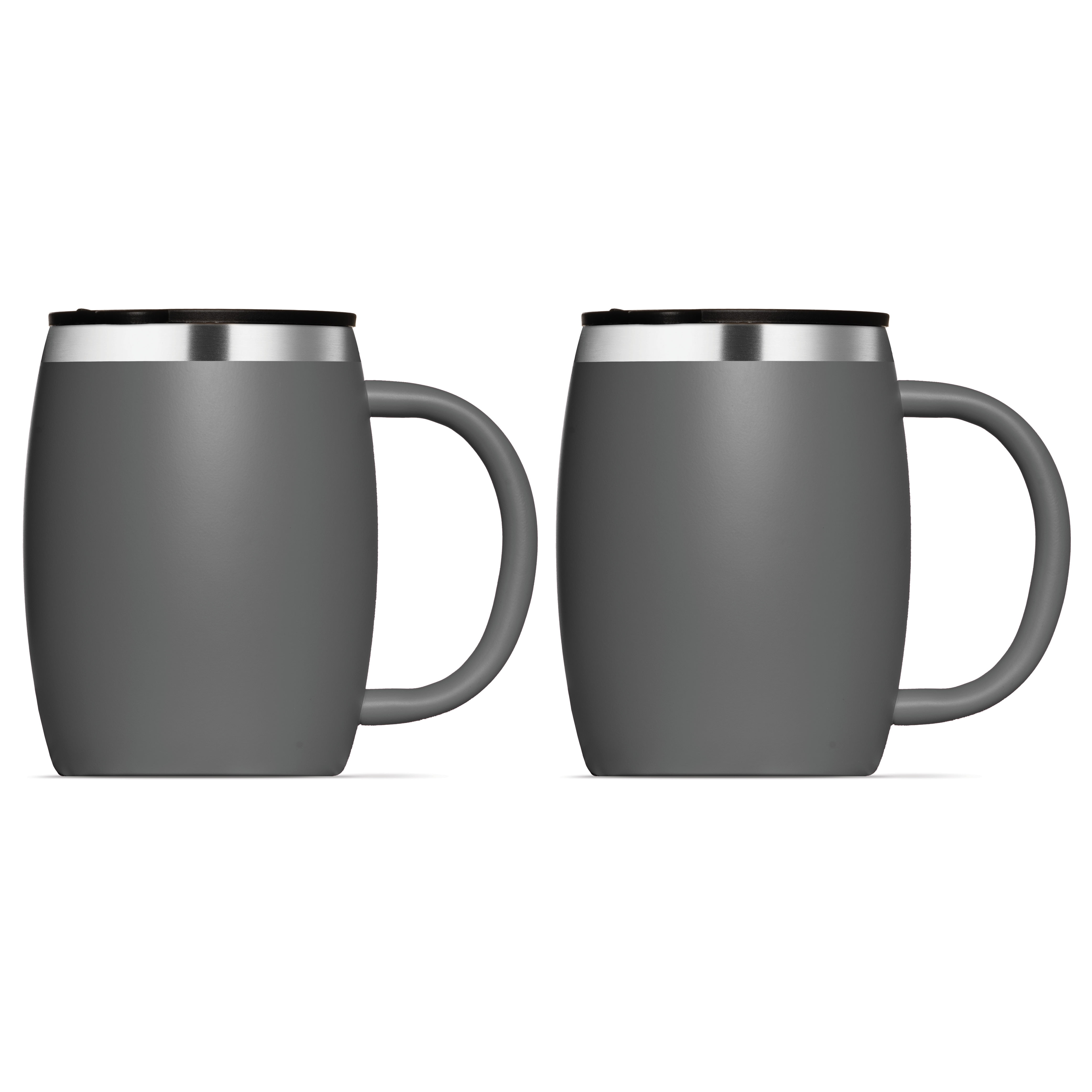 14 oz Set of 2 Double Walled BPA Free Stainless Steel Coffee Mugs with Lids 