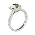 thumbnail image 3 of Rings for Women 0.98 Carat Diamond and Cushion Cut Green Amethyst Ring pave 10K White Gold, 3 of 5