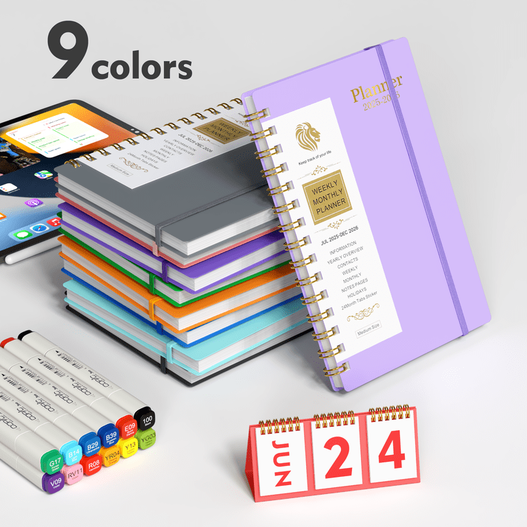 2025-2026 Academic Year Planner - 8.5" X 11" Weekly & Monthly Planner, July 2025 To June 2026, With Tabs & Pocket, Pink Flower