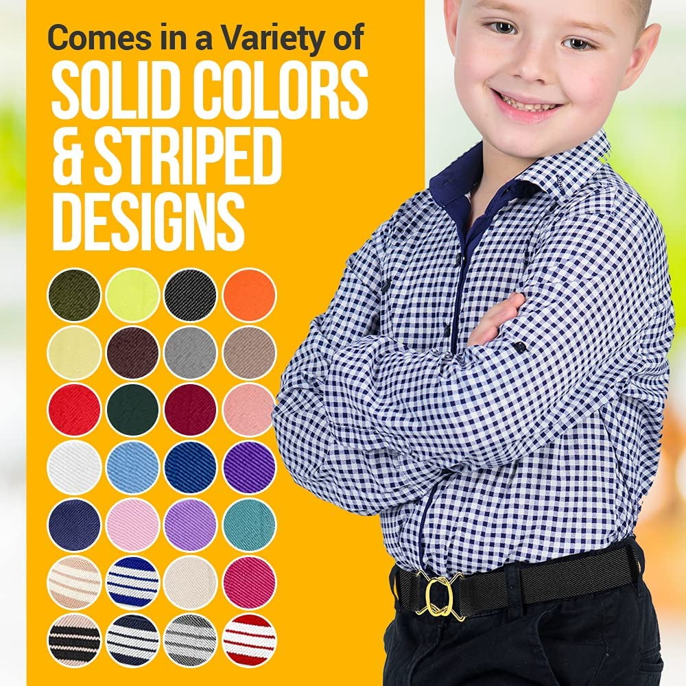 Hold'em Clasp Gold Buckle Elastic Belt for Toddler Kids, Brown