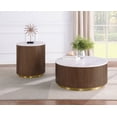thumbnail image 2 of Coaster Jason 2-piece Round White Marble Coffee Table Set Honey Brown, 2 of 10