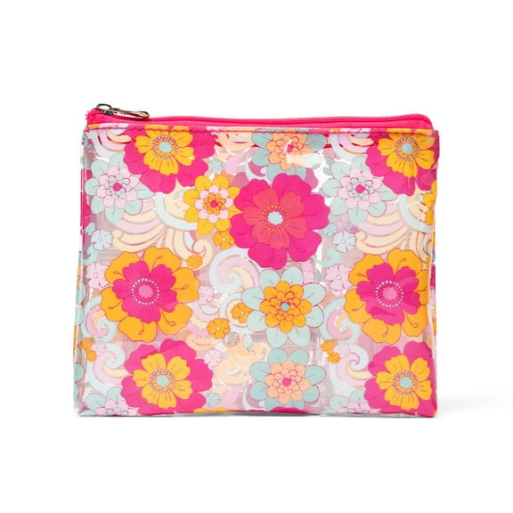 MIAMICA Malibu Babe Pink Floral TSA Compliant Travel Bottles and Toiletry Bag Kit, 12 Piece