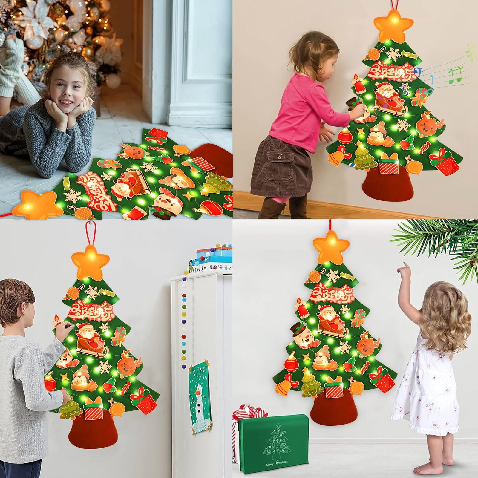 Kit DIY 7 Maisons De Noël En Bois à Peindre | Pour Enfants Et Familles | Inclut Peinture, Pinceaux, Strass | Décorations Pour Sapin Ou Village De Noël