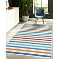 thumbnail image 4 of Striped Decorative Rug, Geometric Colorful Tone Brush Style Lines Grunge Retro Digital Print, Quality Carpet for Bedroom Dorm and Living Room, 6 Sizes, Orange Blue, by Ambesonne, 4 of 4