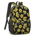 thumbnail image 2 of Sunflower Black Pattern 17" Waterproof Oxford School Backpacks for Teens, S-Shape Padded Straps, for School, Travel, Hiking, Camping, 2 of 5