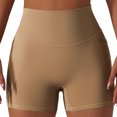 thumbnail image 1 of Pantalones cortos de yoga para mujer Medias deportivas de cintura alta Leggings de entrenamiento de secado rápido para mujer con bolsillos para correr Fitness Marrón S, 1 of 6