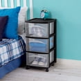 thumbnail image 4 of Sterilite 3 Drawer Storage Cart, Plastic Rolling Medium Organizer, Black, 2 Pack, 4 of 6
