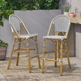 thumbnail image 4 of LiviNest Outdoor French Barstools Set: 2-Piece Weatherproof PE Rattan Stools - 29.5" Seat Height for Patio & Garden - Aluminum Frame with Bamboo Finish White & Black, 4 of 6