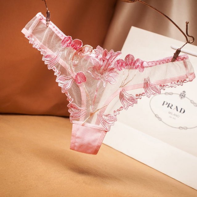 Tangas con bordado floral, bragas elásticas de malla transparente, lencería y ropa interior sexy para mujer