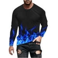 thumbnail image 2 of DDAPJ pyju 3D Graphic T-shirt for Men Flame Print Casual Long Sleeve Crewneck Pullover Tees Plus Size Lightweight Casual Workout Tee Tops Big and Tall Cool Streetwear Blue XL, 2 of 5