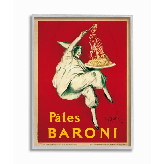 Stupell Industries Pates Baroni Vintage Poster Food Design Graphic Art Gray Framed Art Print Wall Art, 11x14, by Marcello Dudovich