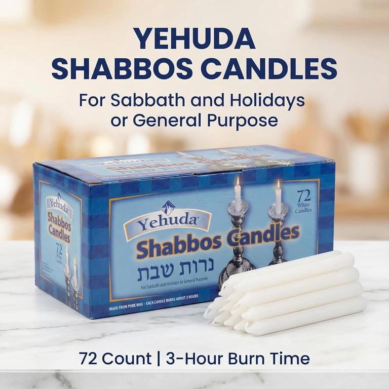 White Shabbat Taper Candles, 72 Count, 3 Hour Burn photo 2