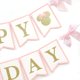 thumbnail image 3 of Pancarta De Feliz Cumpleaños De Ratón, Decoraciones De Cumpleaños De Ratón, Pancarta Rosa Y Dorada, Lazo Para Niña, Primera Decoración Rosa (Banner), 3 of 5