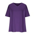 thumbnail image 4 of Fnooota Pluse Size Shirts for Women, Short Sleeve V Neck Loose Fit Summer Tops Purple Size L, 4 of 5