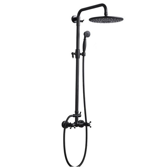 JERFIT Dual Shower Combo, 8 inch Rain Shower Head and Handheld Shower System with 59" Hose, Slide Bar, Wall Mounted, Matte Black, 2.5 GPM