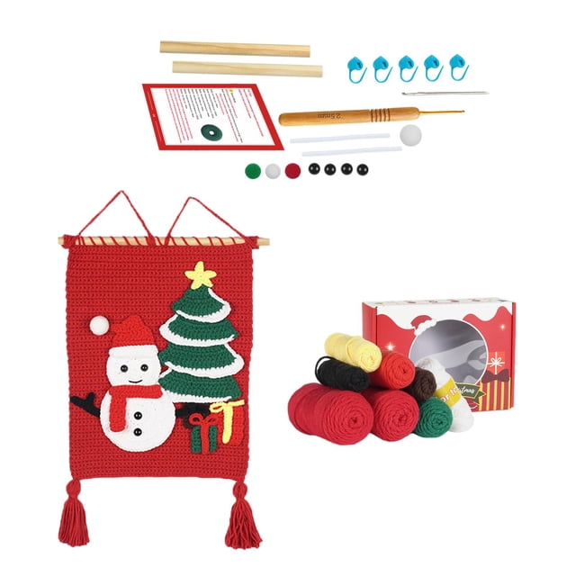Kits de Ganchillo Navideños, Conjunto de Manualidades de Ganchillo, Manualidades de Costura, Kits de Muñecas de Ganchillo DIY para Principiantes, para Muñeco de nieve Tela decorativa